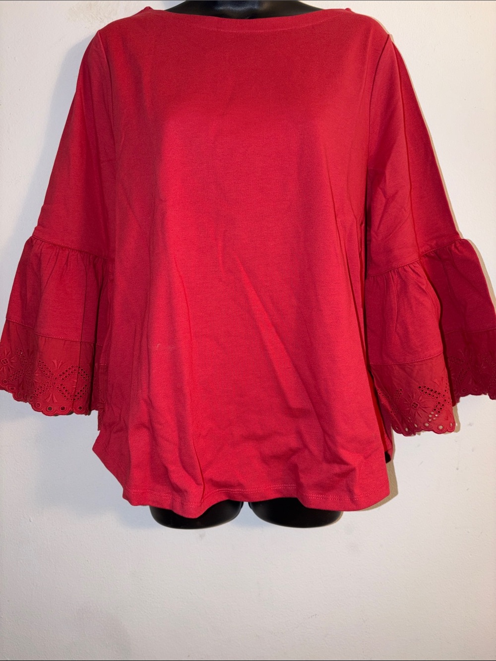 Lauren Ralph Lauren Red Bell-Sleeve Tunic Top